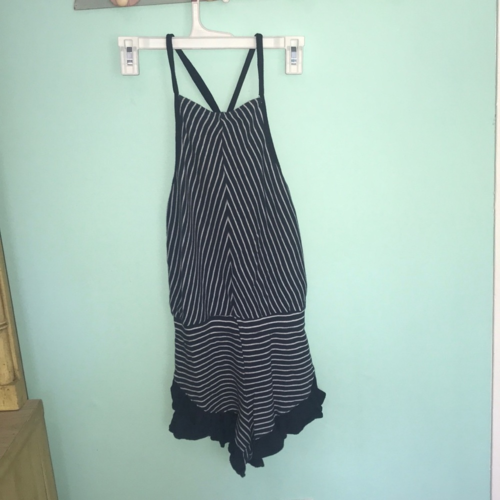 Blue  and white stripes romper